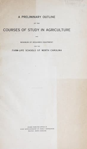 A preliminary outline of the courses of study in agriculture