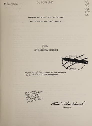 Proposed Westwing to El Sol to Vail, EHV transmission line corridor