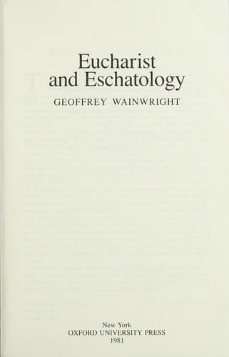Cover image for Eucharist and eschatology