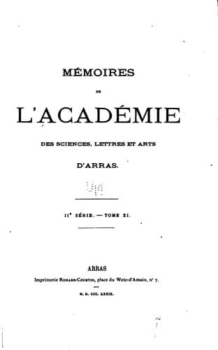 Mémoires de l'académie des sciences, lettres et arts d'Arras