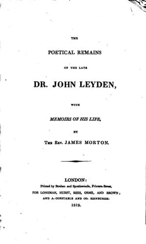 The poetical remains of the late Dr. John Leyden