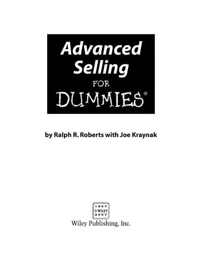 Cover image for Advanced selling for dummies