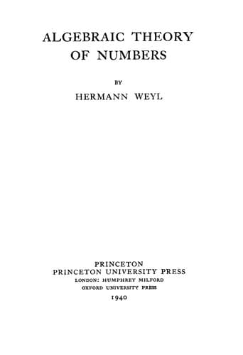 Cover image for Algebraic theory of numbers.