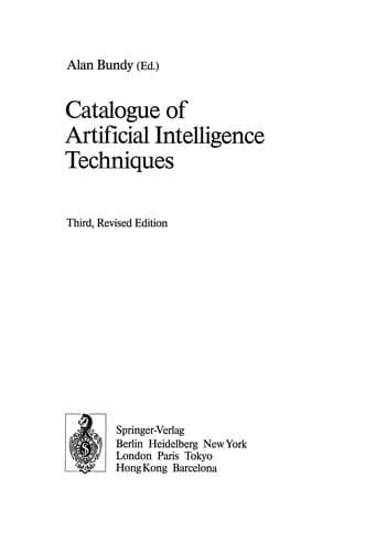 Cover image for Catalogue of Artificial Intelligence Techniques