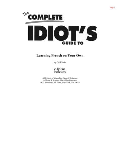Cover image for The complete idiot's guide to learning French on your own