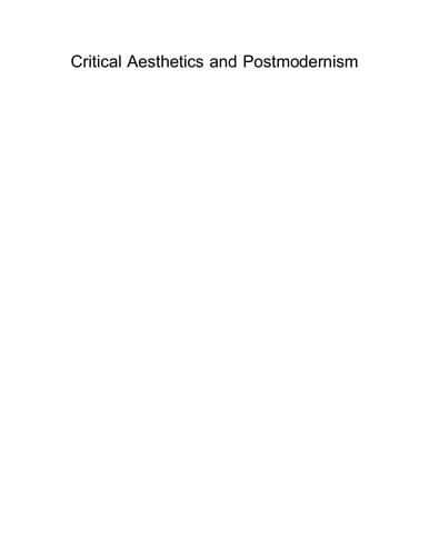 Cover image for Critical aesthetics and postmodernism
