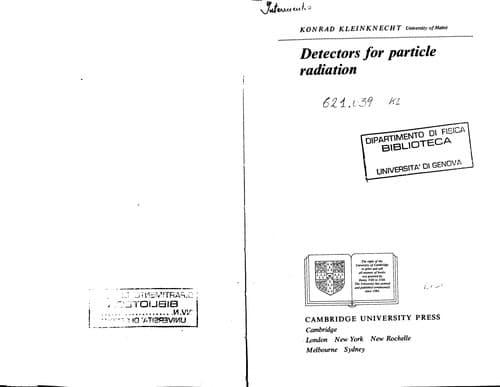 Cover image for Detectors for particle radiation