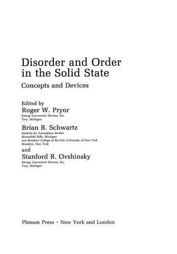 Cover image for Disorder and Order in the Solid State