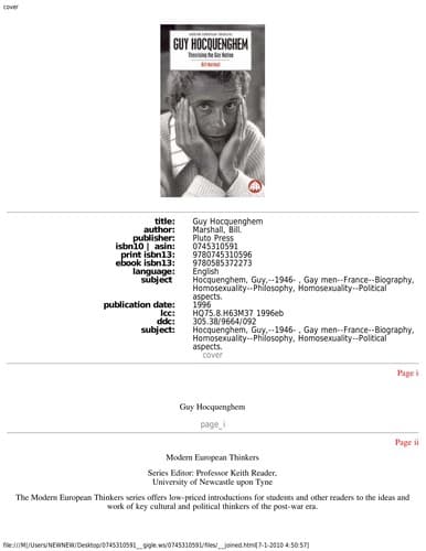 Cover image for Guy Hocquenghem