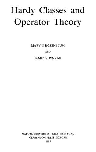Cover image for Hardy classes and operator theory