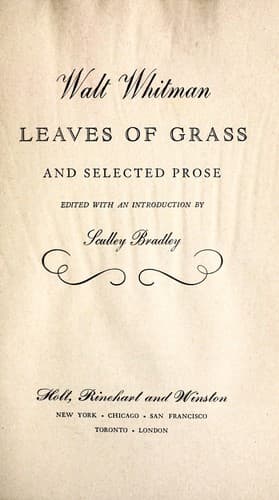 Cover image for Leaves of grass and selected prose