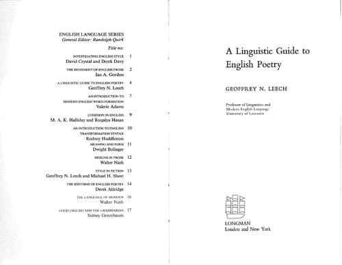 Cover image for A linguistic guide to English poetry