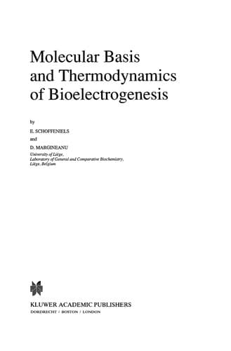 Cover image for Molecular Basis and Thermodynamics of Bioelectrogenesis