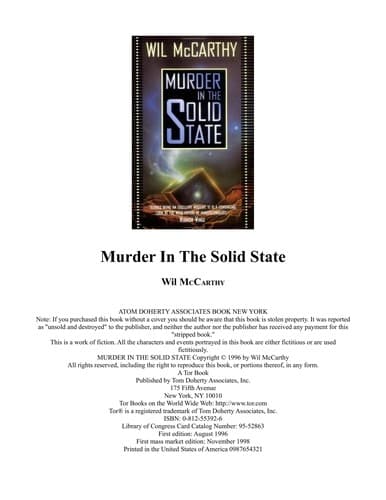 Cover image for Murderin the solid state