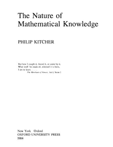 Cover image for The nature of mathematical knowledge