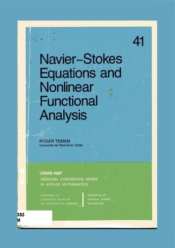 Cover image for Nav ier-Stokes equations and nonlinear functional analysis
