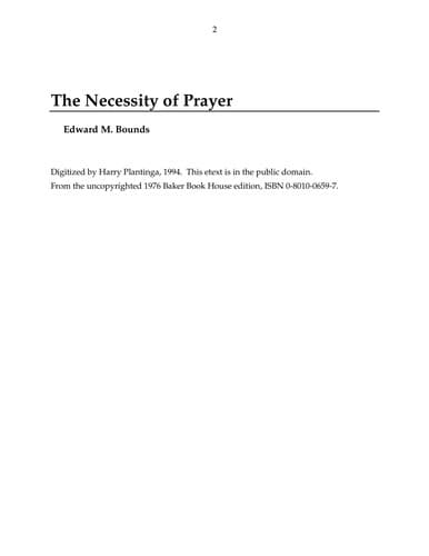Cover image for Necessity of Prayer