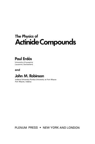 Cover image for The Physics of Actinide Compounds