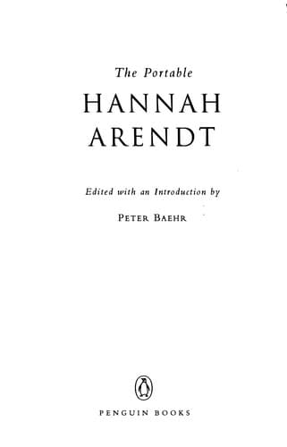 Cover image for The portable Hannah Arendt