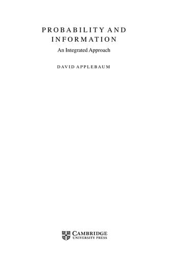 Cover image for Probability and Information
