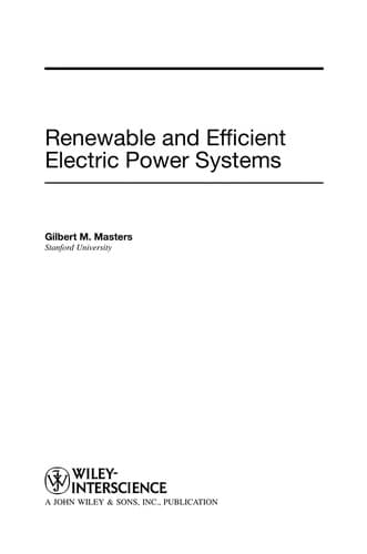 Cover image for Renewable and efficient electric power systems
