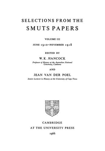 Cover image for Selections Smuts Papers 3