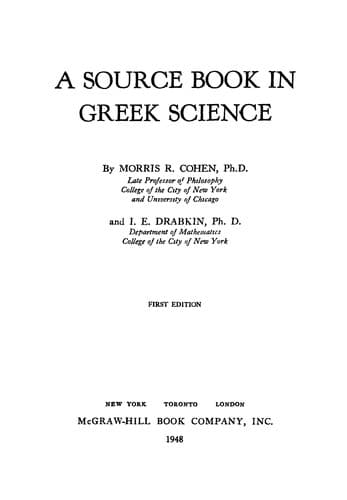 Cover image for A Source book in Greek science