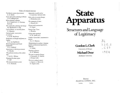 Cover image for State apparatus