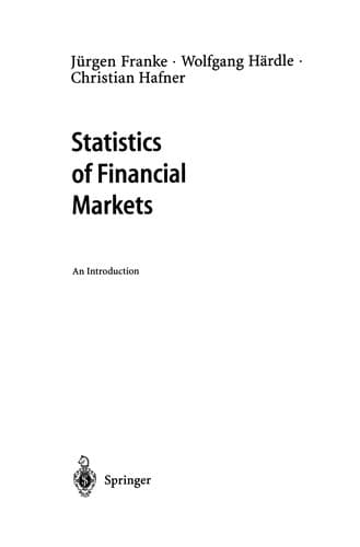 Cover image for Statistics of financial markets