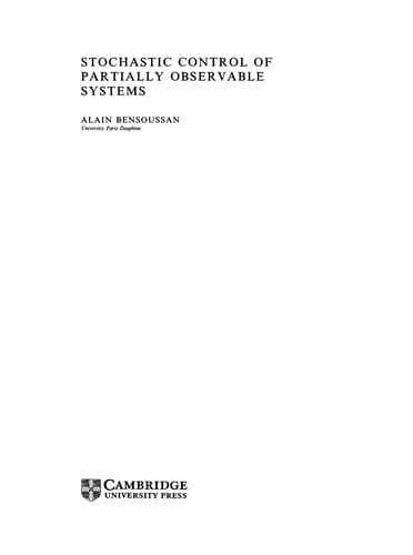 Cover image for Stochastic Control of Partially Observable Systems