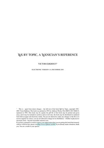 Cover image for TEX by topic