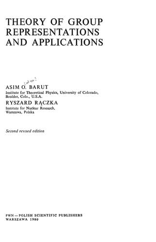 Cover image for Theory of group representations and applications