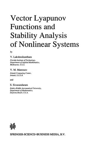 Cover image for Vector Lyapunov Functions and Stability Analysis of Nonlinear Systems