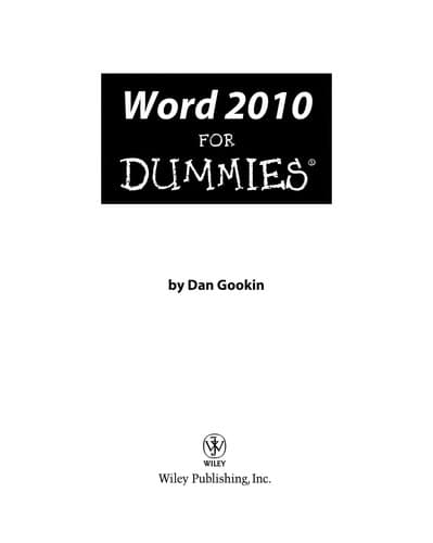 Cover image for Word 2010 for Dummies