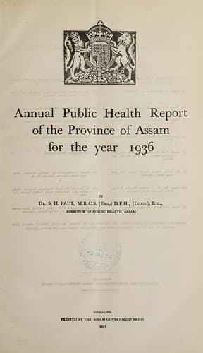 Annual sanitary report of the Province of Assam