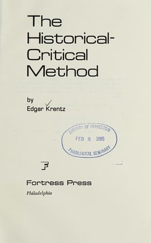 Cover image for The historical-critical method