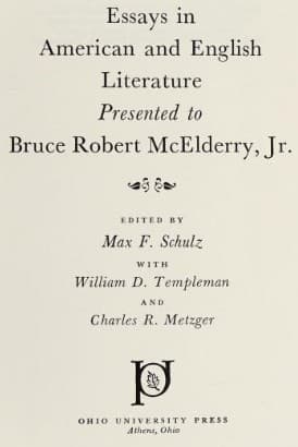 Essays in American and English literature presented to Bruce Robert McElderry, Jr