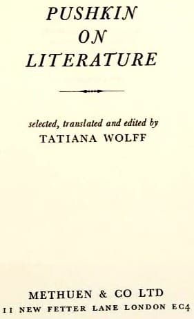 Cover image for Pushkin on literature