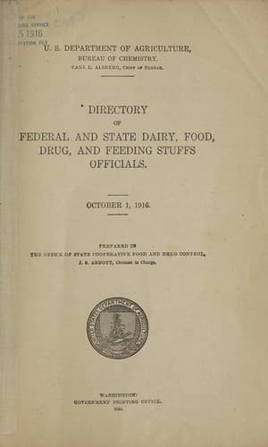 Directory of federal and state dairy, food, drug, and feeding stuffs officials