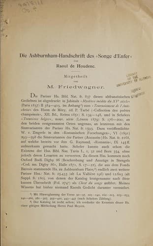Die Ashburnham-Handschrift des 'Songe d'Enfer' von Raoul de Houdenc
