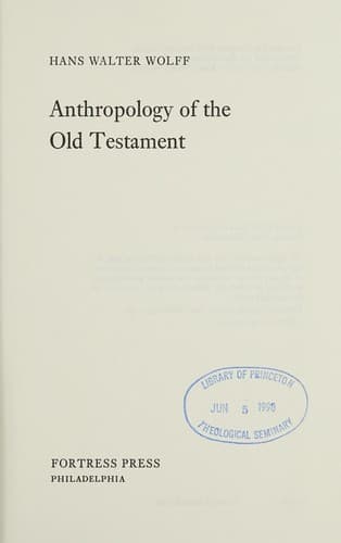 Cover image for Anthropology of the Old Testament