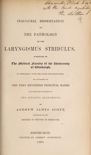 Inaugural dissertation on the pathology of the laryngismus stridulus