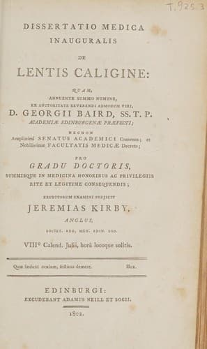 Dissertatio medica inauguralis de lentis caligine