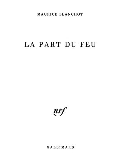 Cover image for La part du feu