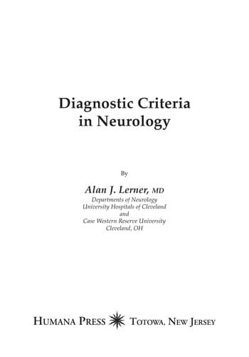 Cover image for Diagnostic criteria in neurology