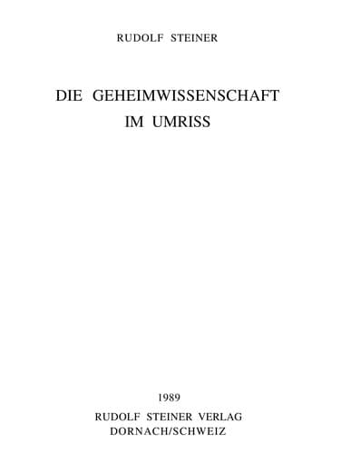 Cover image for Die Geheimwissenschaft im Umriss