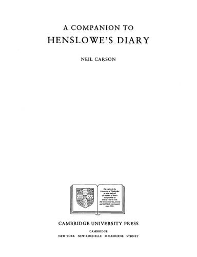 Cover image for A companion to Henslowe's Diary