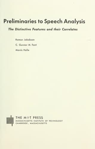 Cover image for Preliminaries to speech analysis