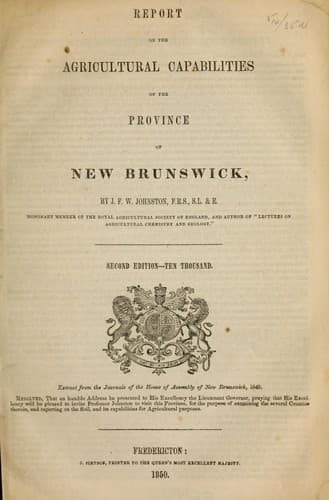 Report on the agricultural capabilities of the province of New Brunswick