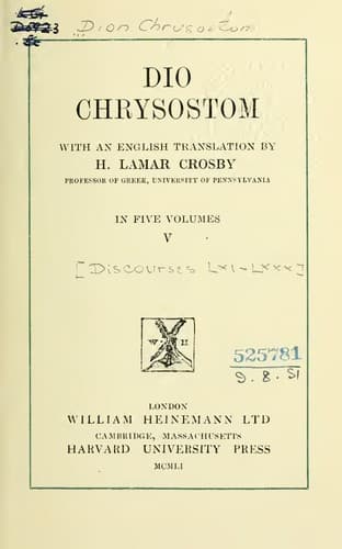Cover image for Dio Chrysostom